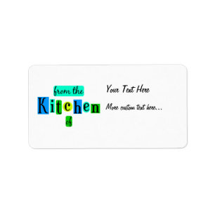 Aus der Küche von Retro Blau Grün Rezept-Tag Adressaufkleber