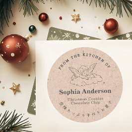 Aus der Küche von Weihnachten Angel Wing Kraft Runder Aufkleber