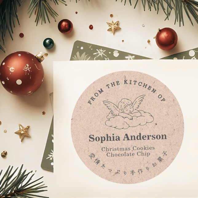 Aus der Küche von Weihnachten Angel Wing Kraft Runder Aufkleber (Von Creator hochgeladen)