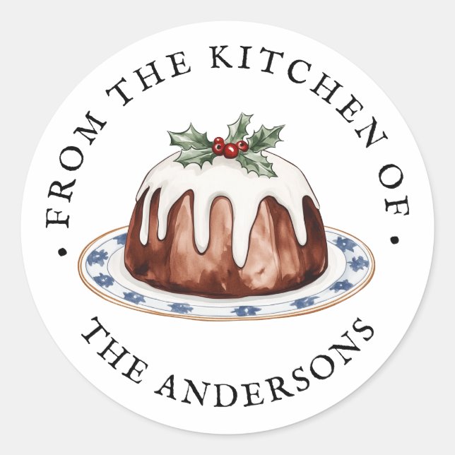 Aus der Küche von | Weihnachtspudding Runder Aufkleber (Vorderseite)