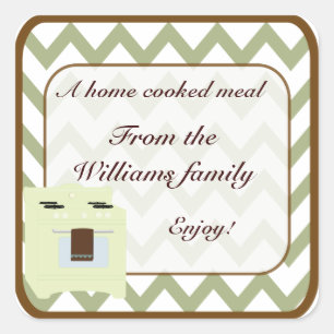 Aus der Küche Zickzack Kleines Grün/Braun Quadratischer Aufkleber