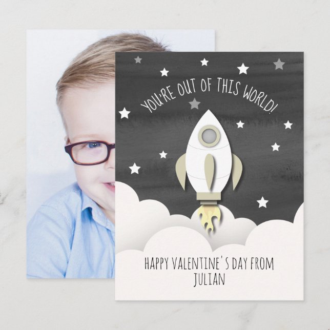 Aus diesem Welt-Raketen-Klassenzimmer Valentine Fo Postkarte (Vorne/Hinten)