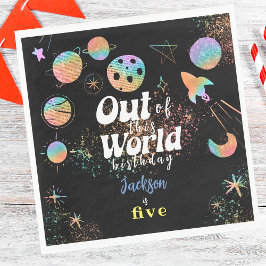 Aus diesem Weltraum-Abenteuer-Kindergeburtstag Serviette