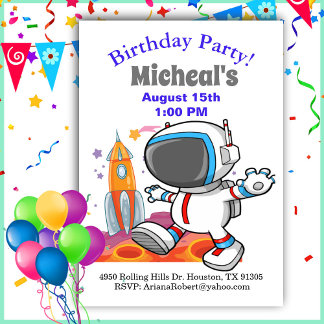 Aus dieser Welt Astronauten Junge Geburtstag Einladung
