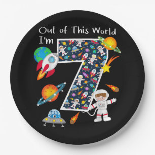Aus dieser Welt bin ich 7 Weltraum 7 Jahre alt 7. Pappteller