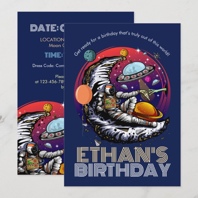 Aus dieser Welt Geburtstag Einladung (Vorne/Hinten)