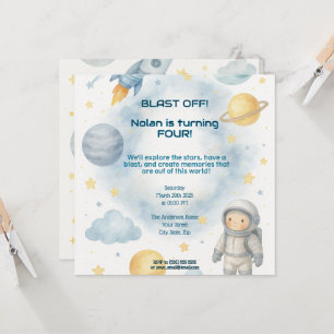 Aus dieser Welt kosmisch   Space Party - Geburtsta Einladung