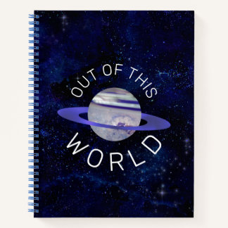 Aus dieser Welt kosmischer blauer Planet-Weltraums Notizbuch