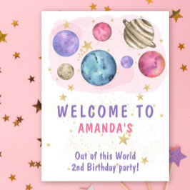 Aus dieser Welt pink Planets Girl Welcome Party Poster