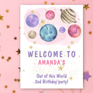 Aus dieser Welt pink Planets Girl Welcome Party Poster