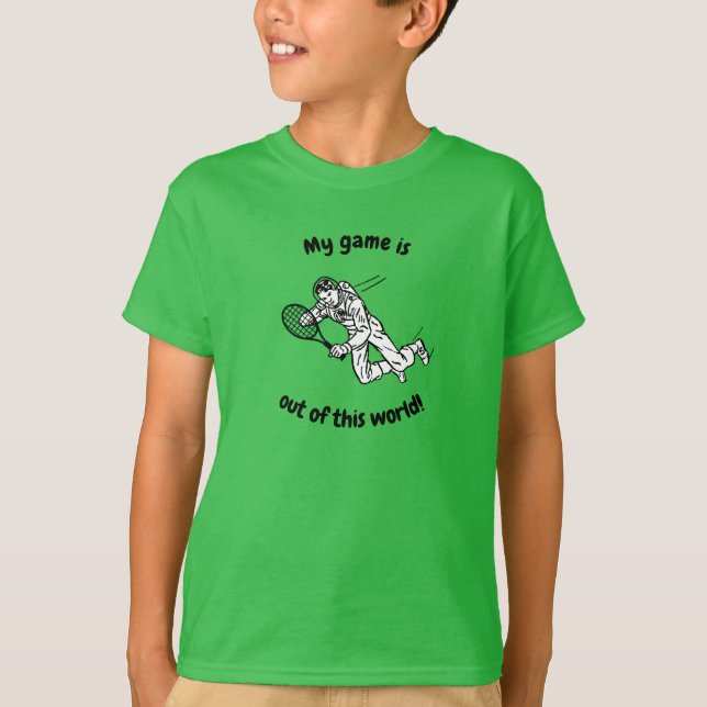 Aus dieser Welt Spaceman Tennis Player T-Shirt (Vorderseite)