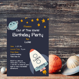 Aus dieser Welt Weltraum Geburtstagsparty Einladun Einladung