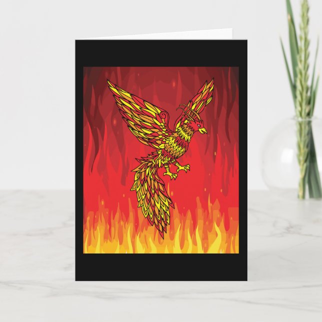Aus Feuer und Flammen Phoenix Bird Karte (Vorderseite)