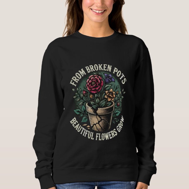 Aus gebrochenen Pots wachsen schöne Blume EMO Sweatshirt (Vorderseite)