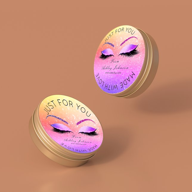 Aus Glitzer Lashes Beauty Ombre Pink Makeup Runder Aufkleber (Made By Glitter Lashes Beauty Ombre Pink Makeup Classic Round Sticker)