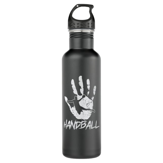 aus Hand und Ball wird Handball Edelstahlflasche (Vorderseite)