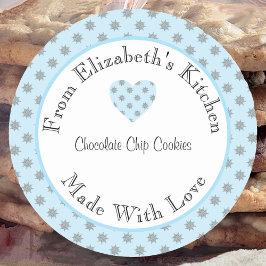Aus Liebe Blue Snowflakes Zuhause gebackenes Gesch Runder Aufkleber