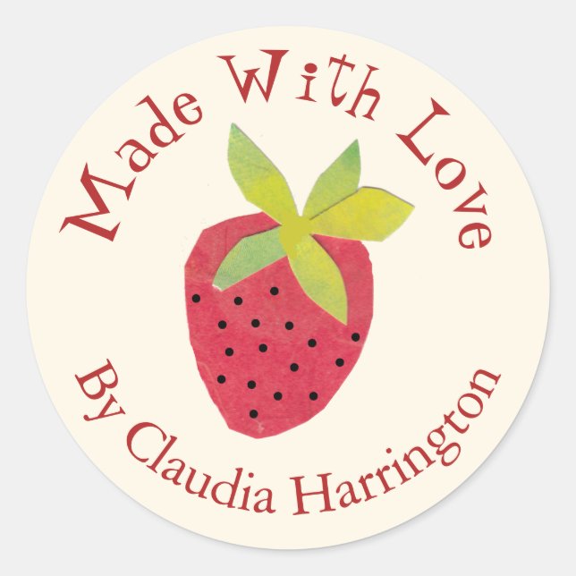 Aus Liebe Erdbeere Valentine Artisan Maker Runder Aufkleber (Vorderseite)