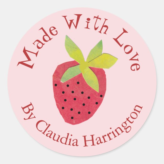 Aus Liebe Erdbeere Valentine Artisan Maker Runder Aufkleber (Vorderseite)