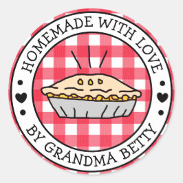 Aus Liebe gefertigt, hausgemachte Apple Pie Gesche Runder Aufkleber