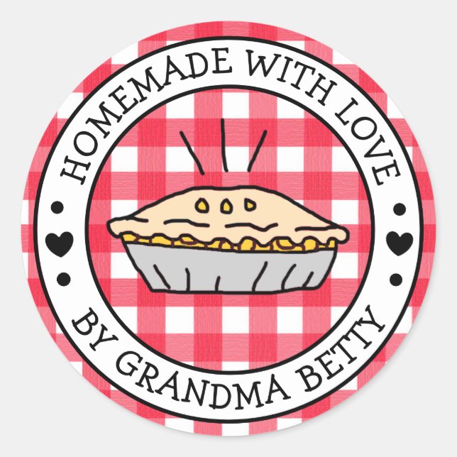 Aus Liebe gefertigt, hausgemachte Apple Pie Gesche Runder Aufkleber (Vorderseite)