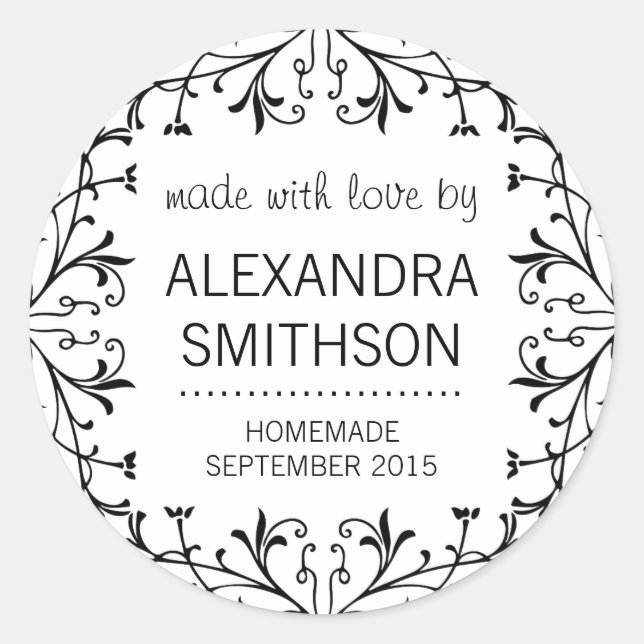 Aus Liebe gemacht, hausgemachte Canning-Geschenkpl Runder Aufkleber (Vorderseite)