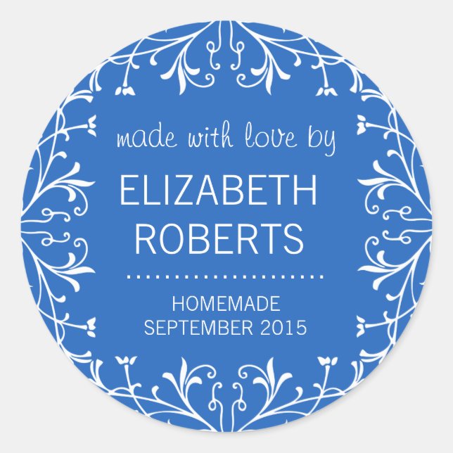 Aus Liebe gemacht, hausgemachte Canning-Geschenkpl Runder Aufkleber (Vorderseite)