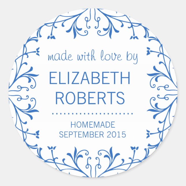 Aus Liebe gemacht, hausgemachte Canning-Geschenkpl Runder Aufkleber (Vorderseite)