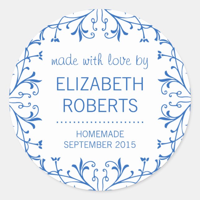 Aus Liebe gemacht, hausgemachte Canning-Geschenkpl Runder Aufkleber (Vorderseite)