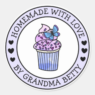 Aus Liebe gemacht, hausgemachte Cupcake Geschenket Runder Aufkleber