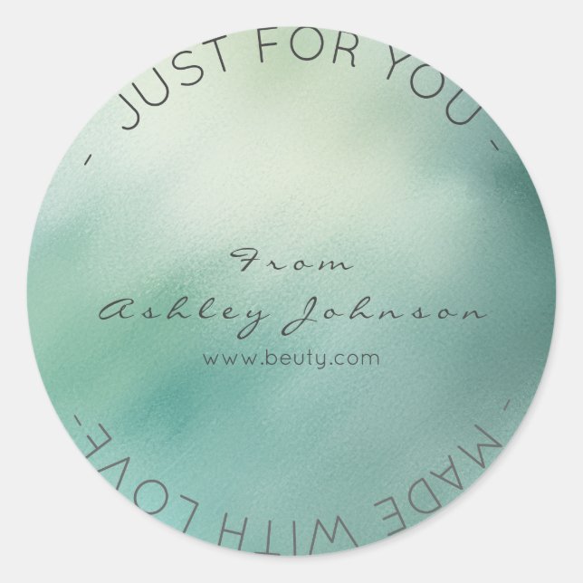 Aus Liebe Glass Ocean Aquamarin Greenly Runder Aufkleber (Vorderseite)