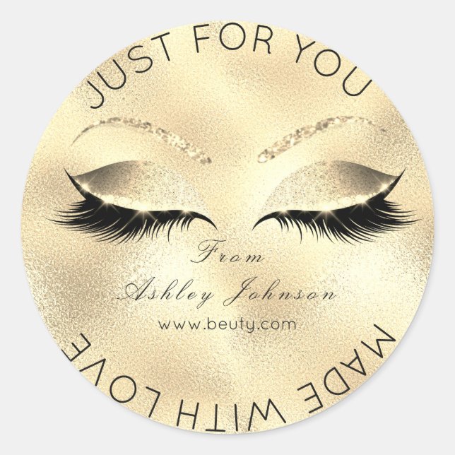 Aus Liebe Glitzer Lashes Gold Sepia Makeup Runder Aufkleber (Vorderseite)