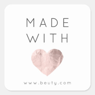 Aus Liebe Herz rosa Rose Webname Schwarz Weiß Quadratischer Aufkleber