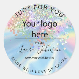 aus Liebe-Holograph-Folie mit Ihrem Logo Runder Aufkleber