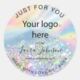 aus Liebe-Holograph-Folie mit Ihrem Logo Runder Aufkleber