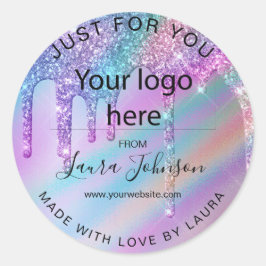 aus Liebe Holograph Tropfen hinzufügen Ihr Logo Runder Aufkleber
