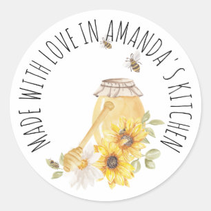 Aus Liebe Honey Jar floral Classic Runder Aufkleber