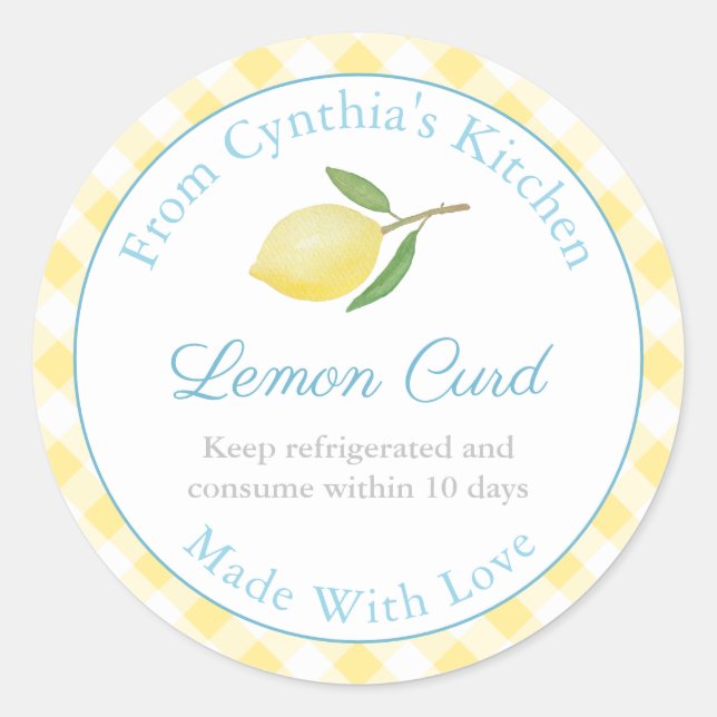 Aus Liebe Lemon Curd Country Kitchen Labels Runder Aufkleber (Vorderseite)