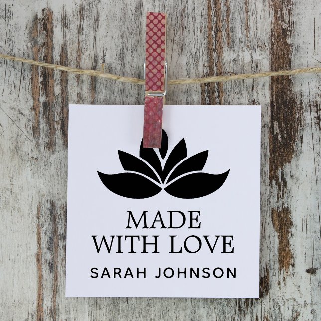Aus Liebe Lotus Blume Personalisiert Gummistempel (Made With Love Lotus Flower Personalized Rubber Stamp)