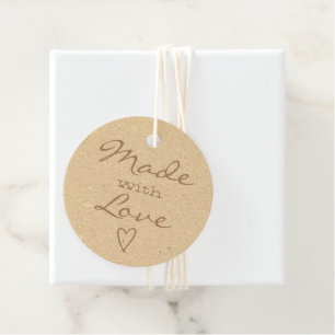 Aus Liebe mit Heart Beige Rustic Kraft Paper herge Geschenkanhänger