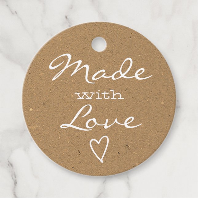 Aus Liebe mit Heart Brown Rustic Kraft Paper herge Geschenkanhänger (Vorderseite)