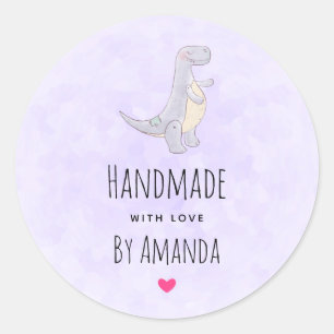 Aus Liebe Niedlich Gray Dinosaurier Toy Watercolor Runder Aufkleber