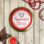 Aus Liebe Peppermint, hausgemacht Runder Aufkleber<br><div class="desc">Hütte Rain niedlich Made With Liebe Label Design ist die perfekte Touch für Ihre hausgemachten Pfefferminzzuckerpegel, Pfefferminzseifen, Pfefferminzbellen und Bonbons, und alles was in dieser Feriensaison pepperminiert! Das Design zeichnet sich durch niedliche Zuckerrohrherzen und ein passendes Zuckerrohrmuster aus. Die Typografie ist super lustige Skripthandschrift gepaart mit modernen Block, und die...</div>