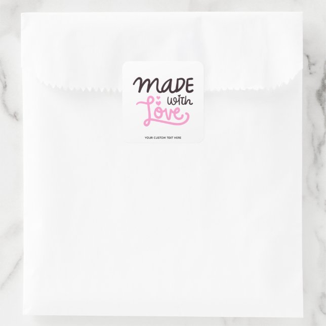 Aus Liebe Personalisiert rosa Quadrat Aufkleber 3 (Tasche)