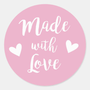 Aus Liebe, pinkfarbene weiße Herzen, DIY Aufkleber