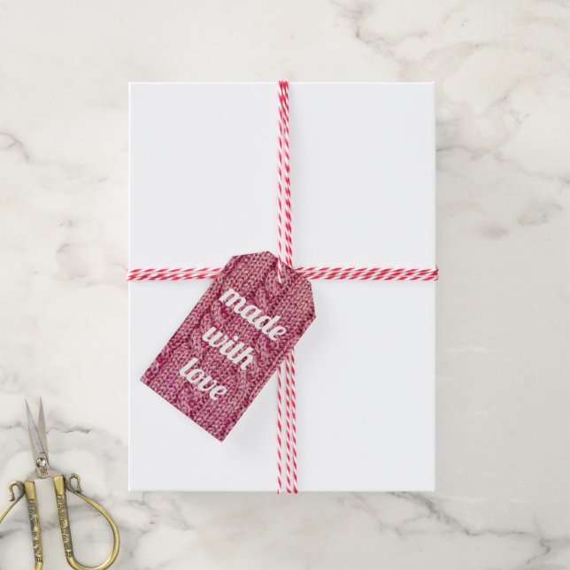 Aus Liebe Rosa Strick Geschenkanhänger (Mit Garn)