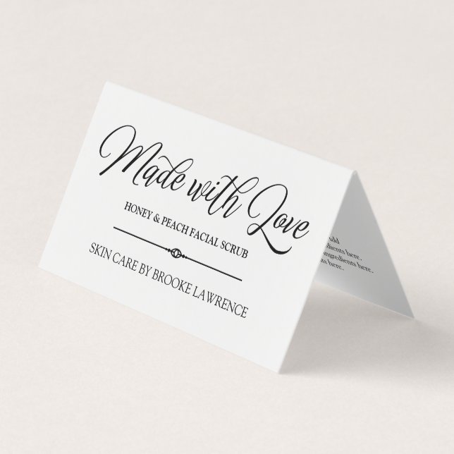 Aus Liebe - Skin Care-Produktkarte Visitenkarten (Vorderseite)