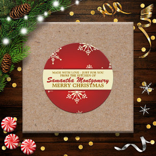 Aus Liebe Snowflake (rot) Runder Aufkleber