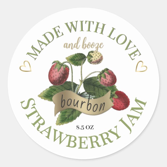 Aus Liebe und Bourbon Strawberry Jam Label Runder Aufkleber (Vorderseite)