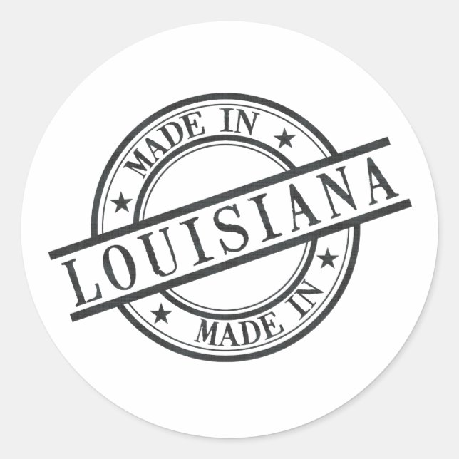Aus Louisiana Briefmarke Logo Symbol Schwarz Runder Aufkleber (Vorderseite)